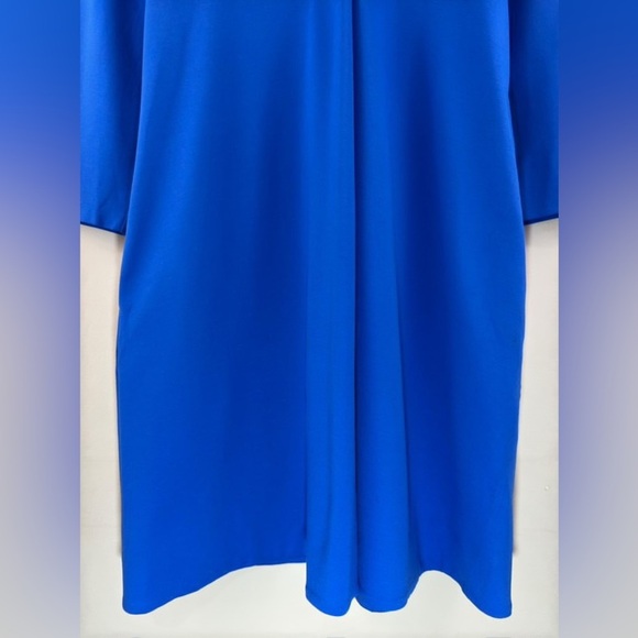 MEIMEIJ V- Neck 3/4 Sleeve Women’s Midi Dress - Azure Blue Size 4 Made in Italy - Picture 6 of 13